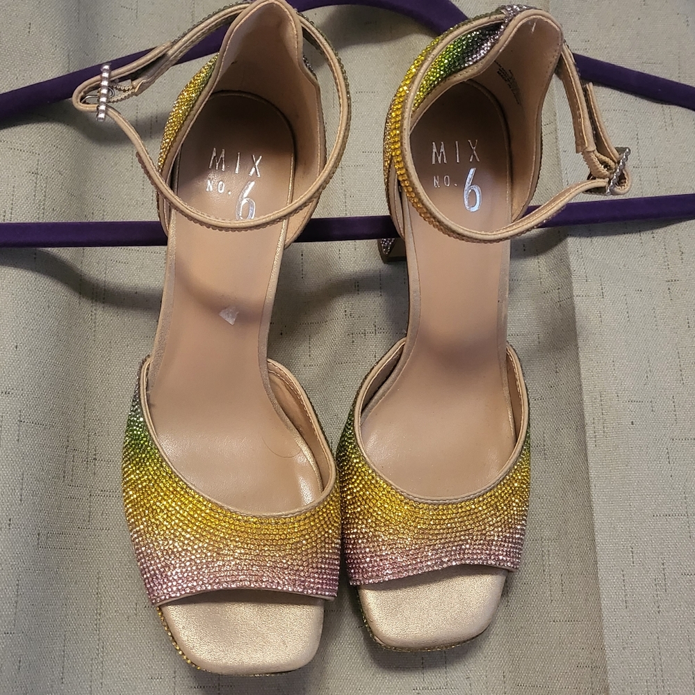 Rainbow Rhinestone Platform Heels - image 1